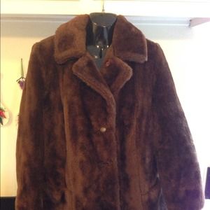 Brown fur trench coat