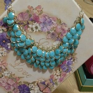 (SOLD) Gold necklace with turquoise accents
