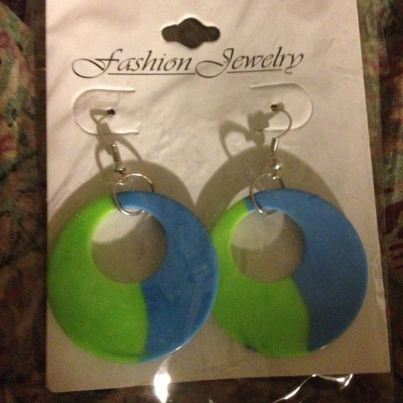 Blue And Green Earrings - Picture 1 of 1