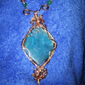 Bluish dyed Jasper Sone wrapped in Copper