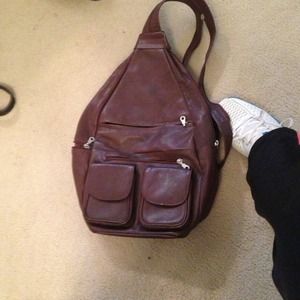 Brown leather back pack