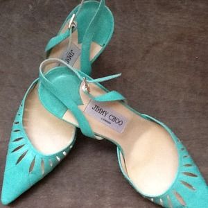 Jimmy Choo aqua, cut-out, sling backs! Yummy! 39.5