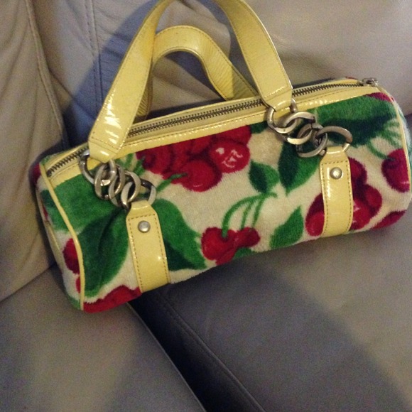 Juicy couture terry cloth and leather handbag