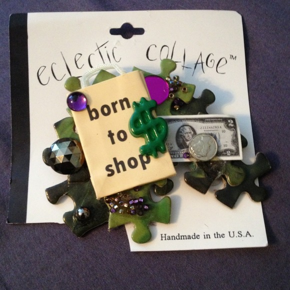 Vintage PIN "Born to Shop!" - Picture 1 of 3