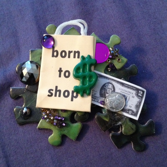 Vintage PIN "Born to Shop!" - Picture 3 of 3