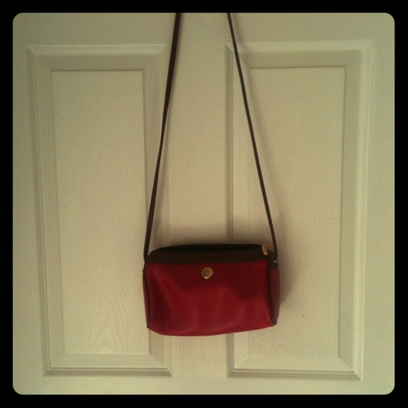 Red leather crossbody bag