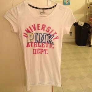Pink by vs shirt white xs