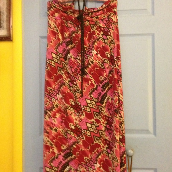 Sexy maxi dress with rope halter tie