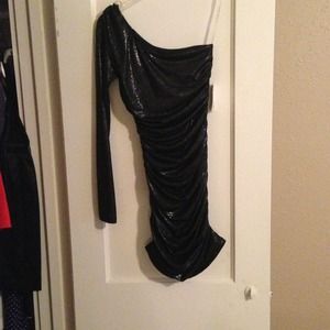 One shoulder black/silver dress