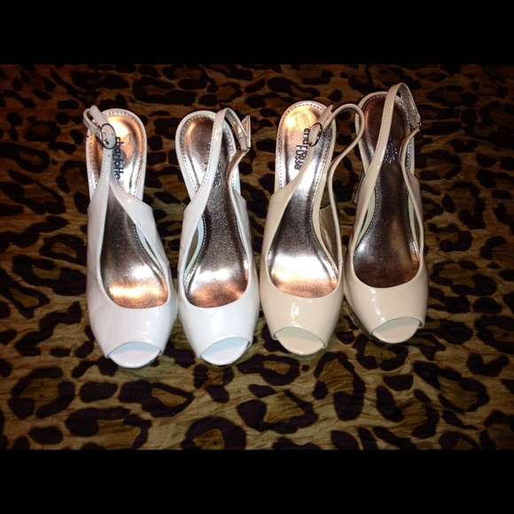 White and nude sling back heels!