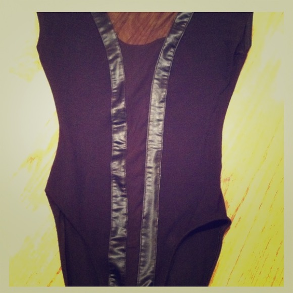 ⚡TRADED⚡American apparel leather trim bodysuit