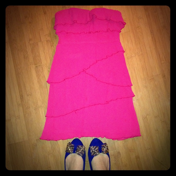 Ruffly magenta UO dress- altered