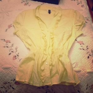 Yellow polka dot button down