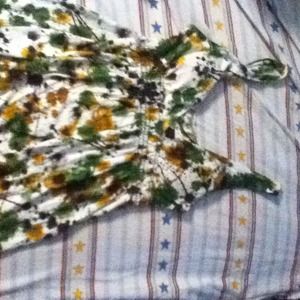 Long green brown and yellow shirt