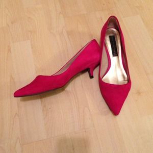 Hot pink suede shoes