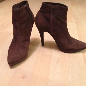 Brown suede booties