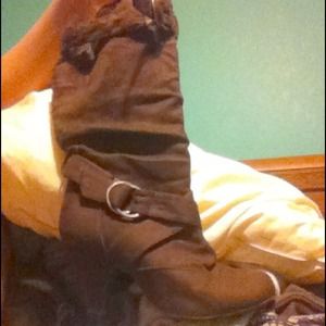 Brown Boots With Heel & Straps