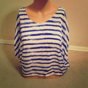 Blue and white asymmetrical top by Hang Ten large