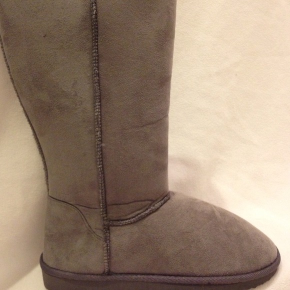 Long grey warm boots
