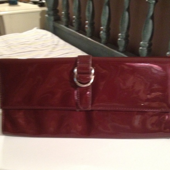 Shiny Patent Leather Burgundy Clutch