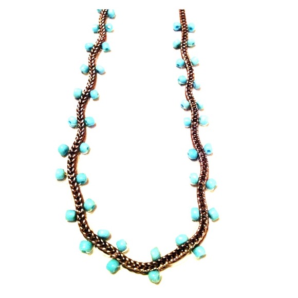 Silver Necklace w/ Turquoise beads