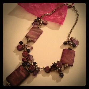 7" Purple Stone Handmade Necklace