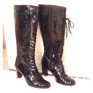 Stuart Weitzman tall black lace up boots