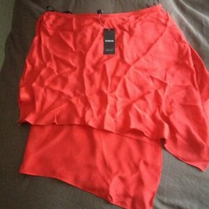 *RESERVED!!* NWT Silk Flowy One Shoulder Bebe top