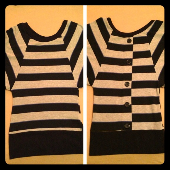 Grey/Black Striped Top