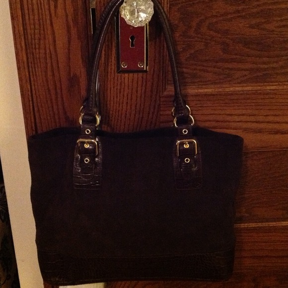 Brown velvet tote