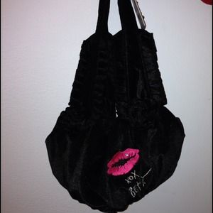 Betsey Johnson black velvet hobo purse.