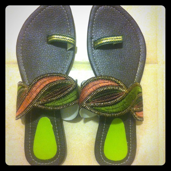 Embroidered artisan handmade sandals from India