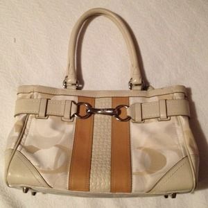 Ivory and Tan Coach Purse