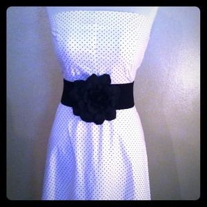 Strapless polka dot dress