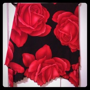 Red and black rose patterned skirt
