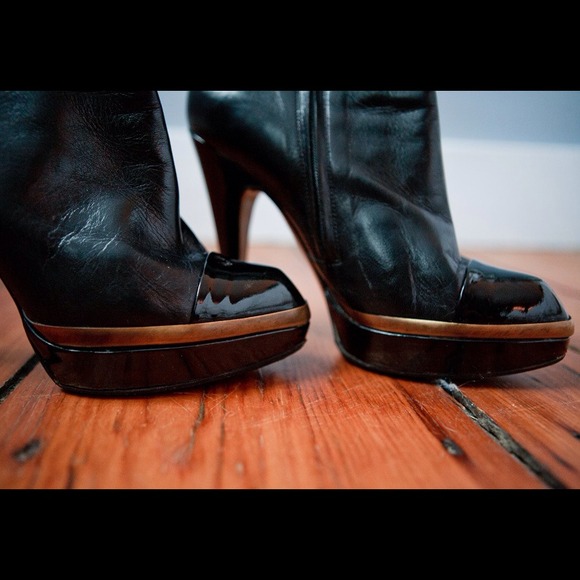 YSL Black Leather Ankle Boots - Picture 2 of 4