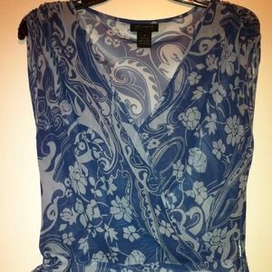 100% silk sheer shades of blue top