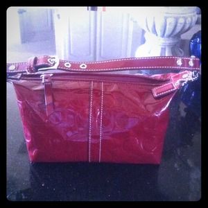 Coach Small Patent Deep Red bag Authentic