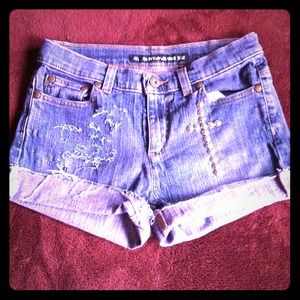 Denim - 💙SOLD💙Custom Purple Wash Studded Shorts Denim - 💙SOLD💙Custom Purple Wash Studded Shorts