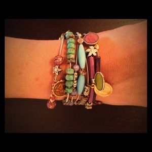 SOLD 6 Colorful Beaded Charm Bracelets