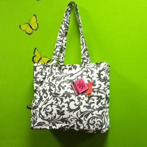 Grey Floral Tote Bag