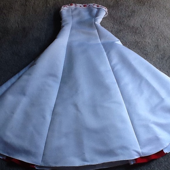 Dresses & Skirts - White with red sequin trim PROM dress