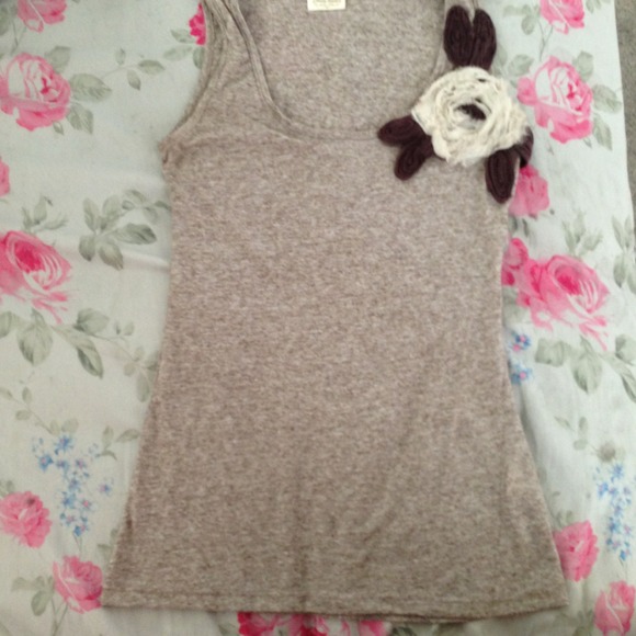 Brown and tan top with flower