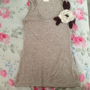 Brown and tan top with flower