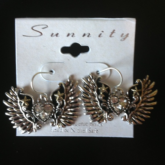 Rhinestone Angel Wings Earrings