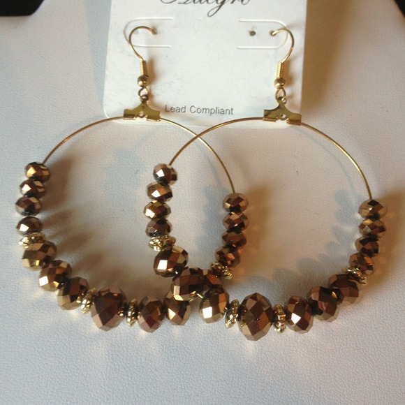 Bronze Crystal Hoop Earrings