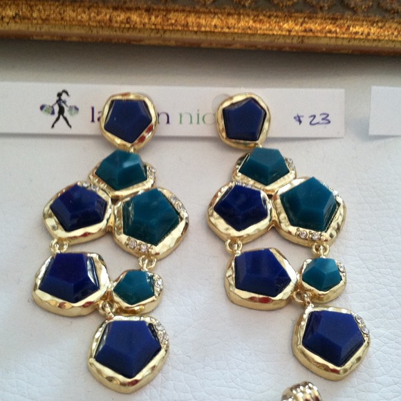 Hexagon drop earrings.