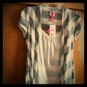 Gray striped mock light sweater