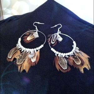Feather Loop Earrings "Dreamcatcher" Style