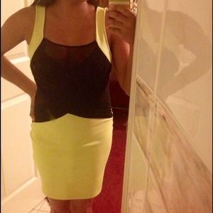 Nasty Gal Neon and Black Bodycon Dress